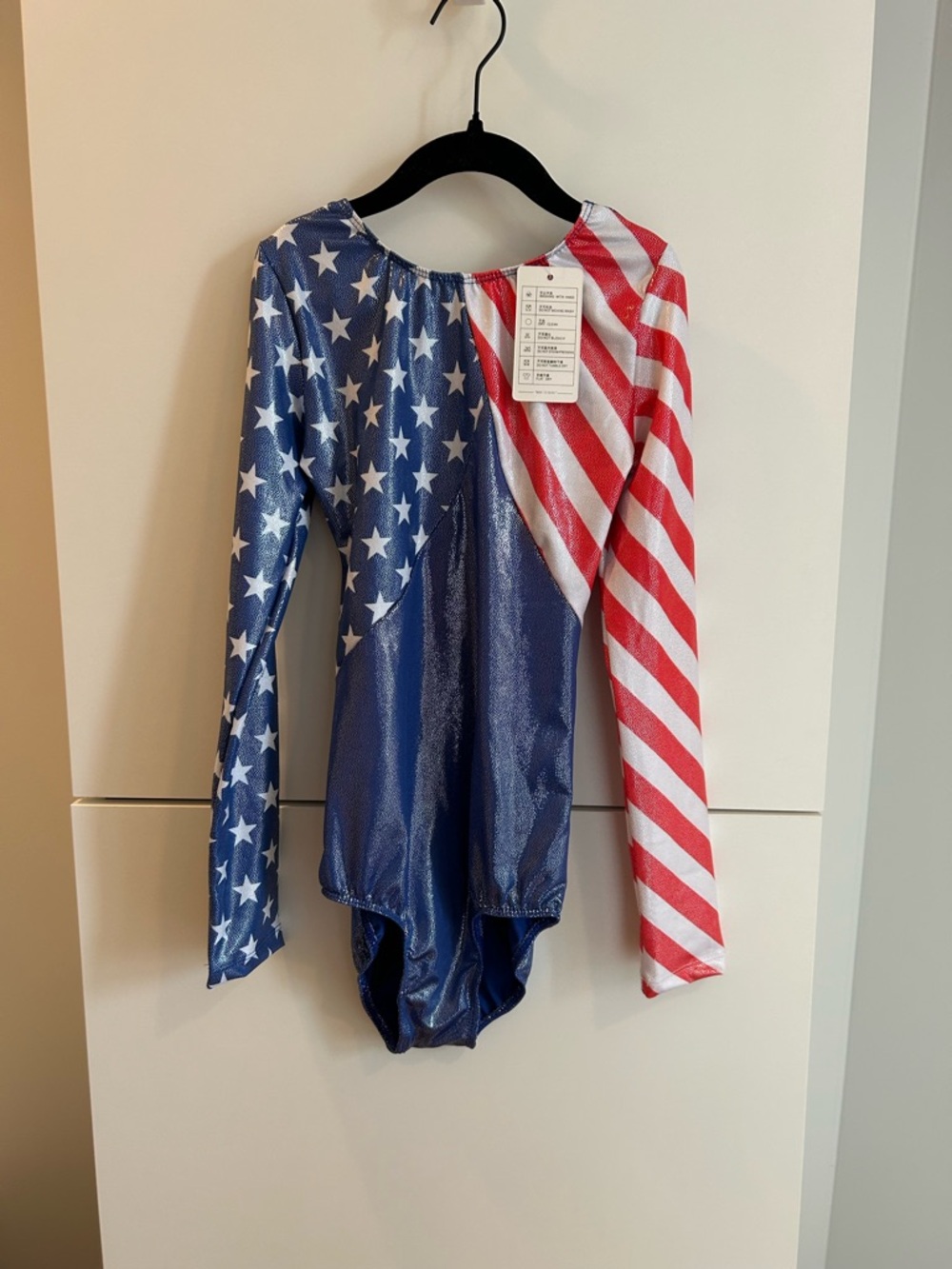 NWT Stars and Stripes Long-Sleeve Leotard - Size 14A